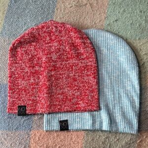 NOXX Slouchy Beanie Bundle Light Blue & Red Marbled